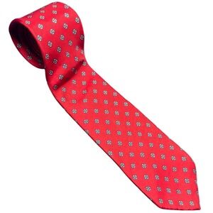 Boston Trader Mens Red Silk Necktie‎ Geometric Pattern Formal Business Dress Tie
